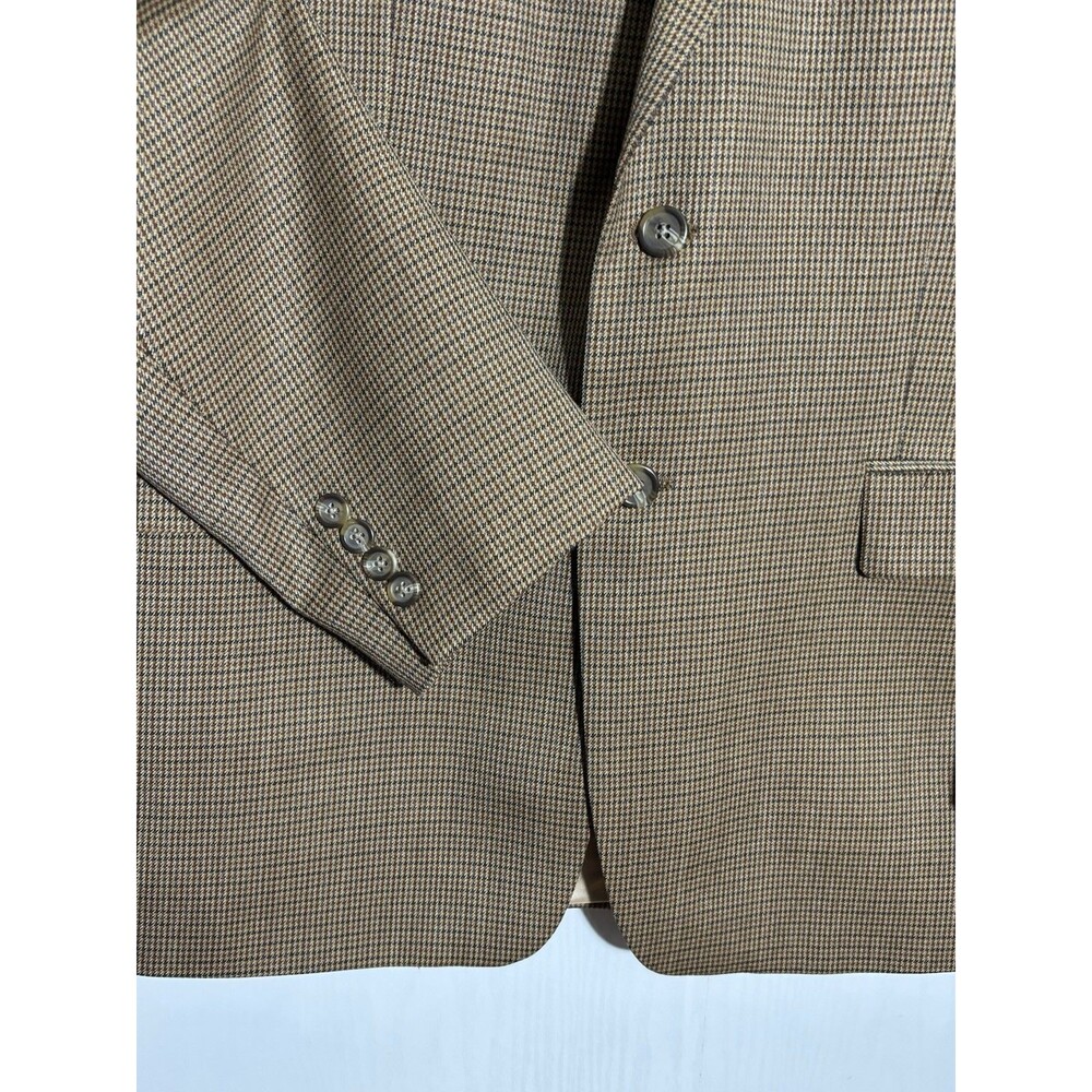 Lauren Ralph Lauren Sport Coat Blazer Mens 42R Brown Houndstooth Wool Academia - Picture 3 of 14